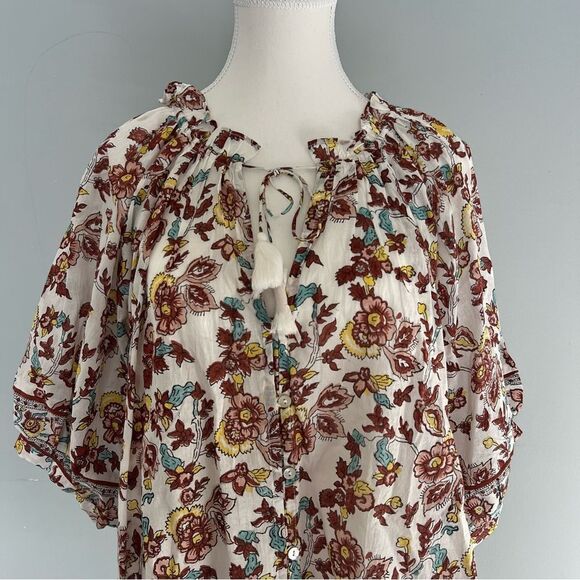Cleobella Iris Floral Tassel Tie Blouse in Enya NEW Size XS Boho - Picture 5 of 10